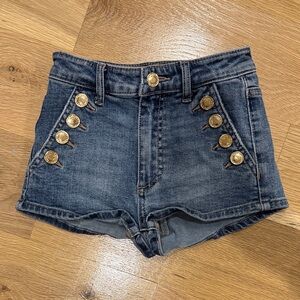 Katie J NYC Blue Jean Shorts with Gold Accents